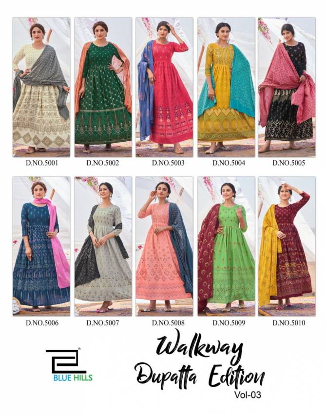 Blue Hills Walkway Dupatta Edition 3 Festive Wear Rayon Printed Kurtis Collection